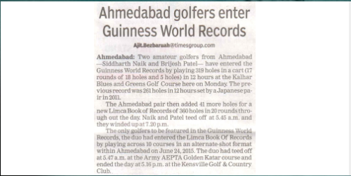 World record of Max golf holes played in 12 hours (cart) by a pair