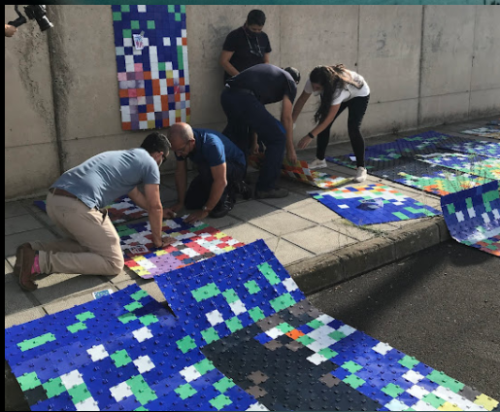 The largest mural made of useless writing instrument material.