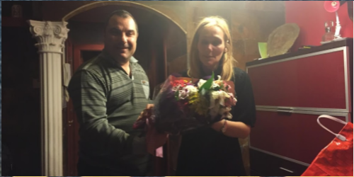 Love Record! The furthest distance travelled for giving a bouquet to his wife.
